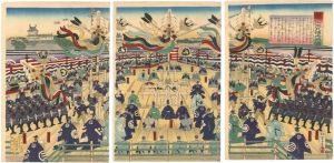 Gyokuei/Roof-raising Ceremony of Honmaru (main enclosure of the castle)	[幕府御本丸棟上式之図]