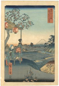Hiroshige I/36 Views of Mt. Fuji : The Teahouse with the View of Mt. Fuji at Zoshigaya[冨士三十六景　雑司がや不二見茶屋]