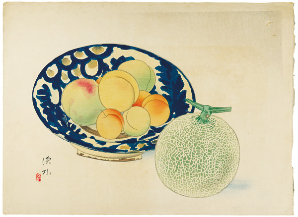 Ito Shinsui “3 images of Still Life / Melon and Peaches”／