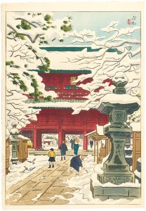 伊東深水｢池上本門寺山門雪景｣