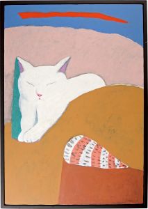 山城隆一｢自筆画 遠くを視てる白い猫｣