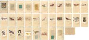 板祐生｢玩具絵草紙其之壹「雉子馬集」 自筆色紙3種｣