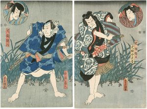 Toyokuni III/Kabuki Play / Tale of the Eight Dogs; At the shore, Gyotoku[里見八犬伝　行徳の浜（仮題）]