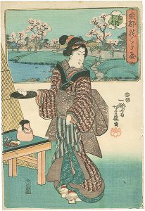 Yoshifuji/Competitions of Flowers in the Eastern Capital / Cherry Blossoms at Mukojima[東都花くらべ　向嶋のさくら]