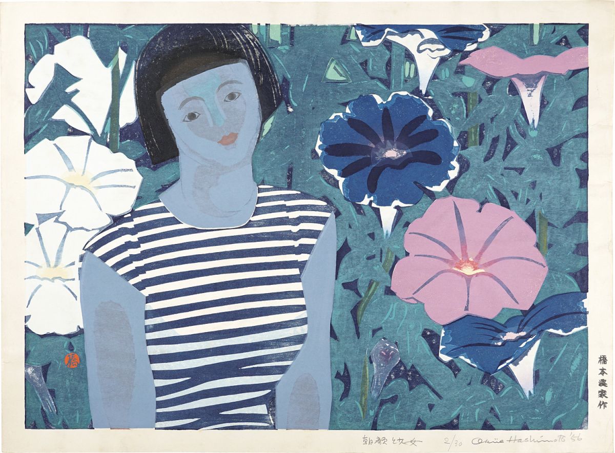 Hashimoto Okiie “Morning Glory and Girl ”／