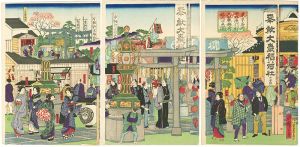 Hiroshige III/The Famous Places of Tokyo / Inari Shrine at Yotsuya Samoncho[東京名所　四ツ谷佐門町大巌稲荷社内之真図]