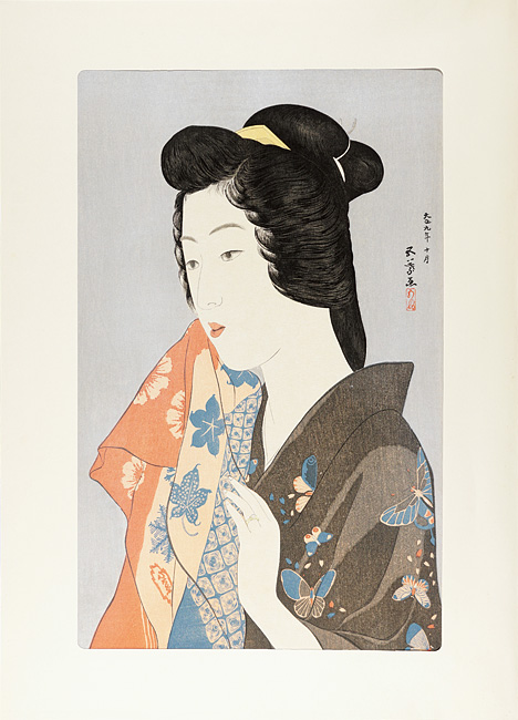 Hashiguchi Goyo “Woman Holding a Towel【Reproduction】”／