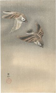 小原古邨（祥邨）｢雪中の雀｣