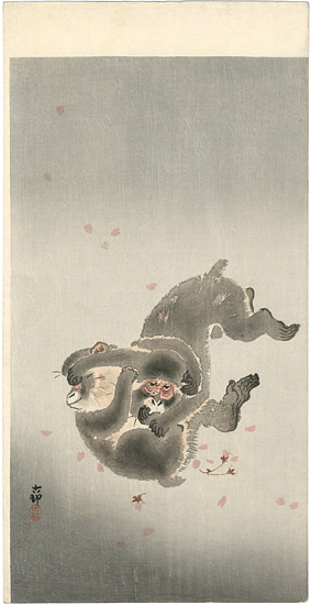 Ohara Koson(Shoson) “Small Monkeys in Fluttering Cherry Blossoms”／