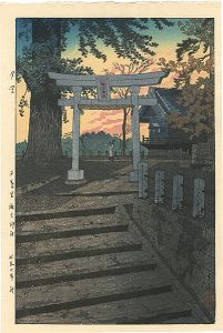 笠松紫浪｢夕空　日暮里諏訪神社｣