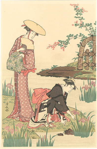 Kiyonaga “By an Iris Pond【Reproduction】 ”／