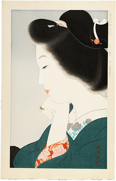 Kamoshita Choko “New Ukiyo-e Style Beauties / September, Tipsy”／