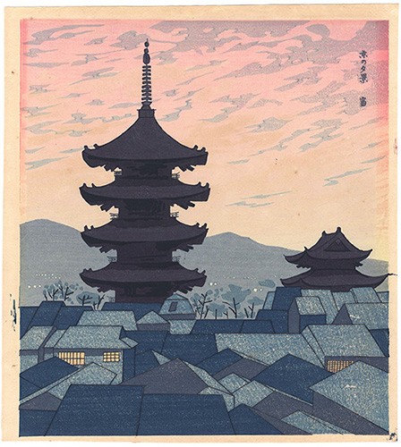 徳力富吉郎｢京の夕景｣／