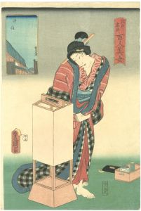 Toyokuni III, Kunihisa/Famous Places in Edo Compared with One Hundred Beauties / Senju[江戸名所百人美女　千住]