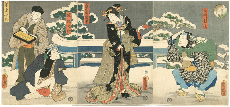 Toyokuni III “Snow of Setsugetsuka (Snow, Moon and Flowers)”／