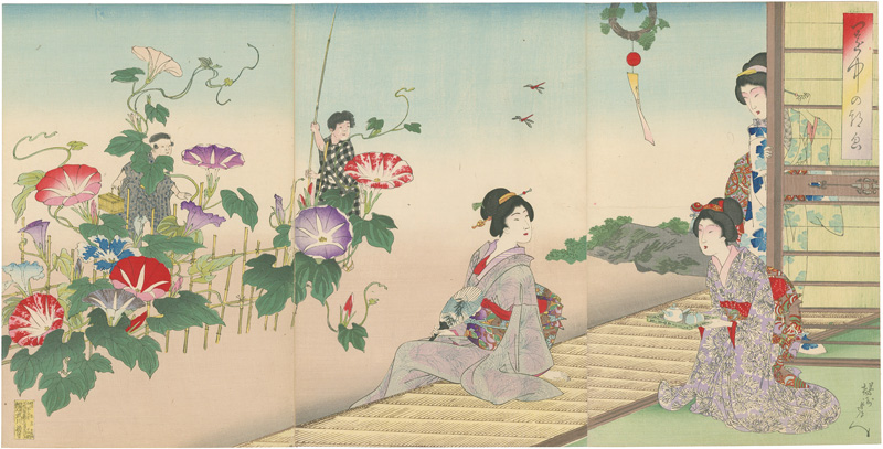 Chikanobu “Viewing Morning Glories”／