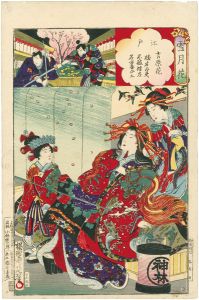 Chikanobu/Setsugekka (Snow, Moon and Flowers) / Edo :  Flower of Yoshiwara, Hashimoto Dayu, Fuwa Banza  & Nagoya Sanza	[雪月花　江戸　吉原花　橋本太夫　不破伴左　名古屋山三]