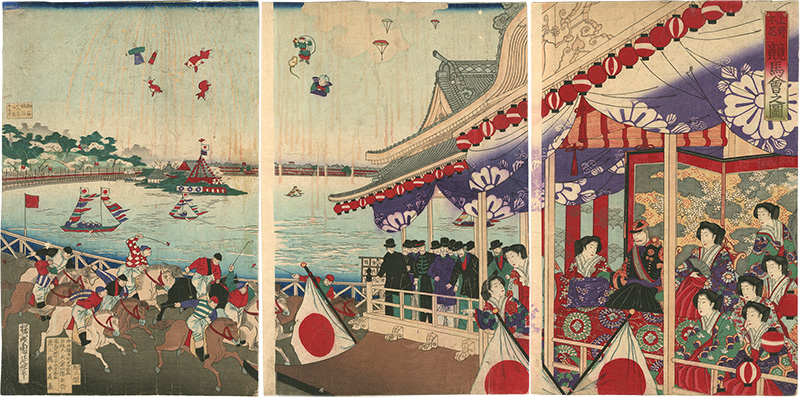 Chikanobu “Horse Racing at Ueno, Shinobazu”／