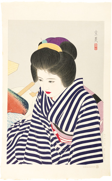 Shimura Tatsumi “5 Figures of Modern Beauties / Natsu Takete (Late Summer)”／