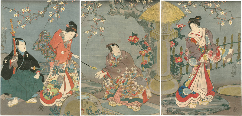 Toyokuni III “Genji Viewing Plum Blossoms at Night”／