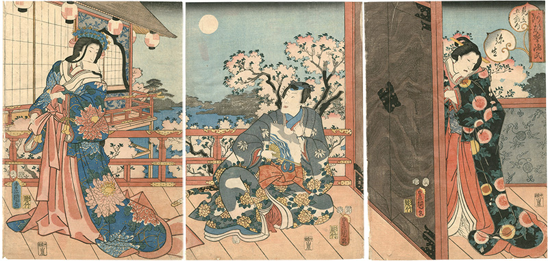 Toyokuni III “The Five Festivals Represented by Eastern Genji / The Third Month (Yayoi)”／