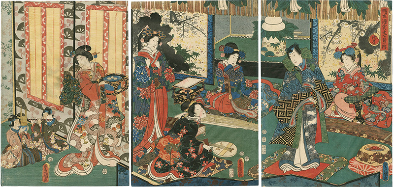 Toyokuni III “Twelve Months of Contemporary Genji (Jisei Genji junikagetsu no uchi) / The First Month (Mutsuki)”／