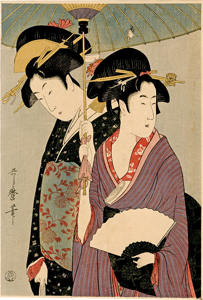 Utamaro “Illustration for The Ladies having a stroll【Reproduction】”／