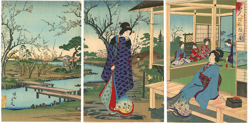 Chikanobu “Beauties in the Plum Garden”／