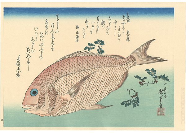 Hiroshige I “A Series of Fish Subjects / Sea bream and Japanese pepper【Reproduction】”／