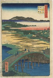 Hiroshige I/100 Famous Views of Edo / Sugatami Bridge, Omokage Bridge and Jariba at Takata[名所江戸百景　高田姿見のはし俤の橋砂利場]