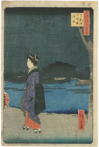Hiroshige I/100 Famous Views of Edo / Night Scene of Matsuchiyama Hill and Sanya Moat[名所江戸百景　真乳山山谷堀夜景]