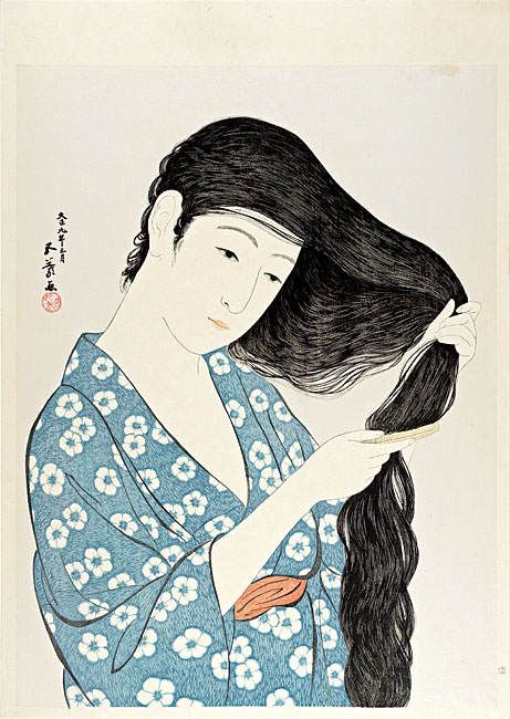 Hashiguchi Goyo “Woman Combing Her Hair 【Reproduction】”／