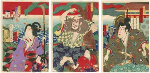 Kunimasa/Kabuki Play: Na mo Oshima Homare no Tsuyoyumi[名大島功誉強弓]