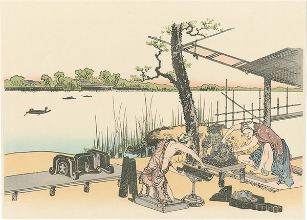 Hokusai “Ceramic factory at Imado , Asakusa【Reproduction】”／