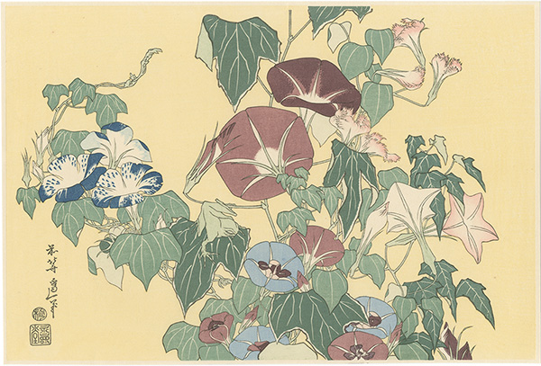 Hokusai “Morning-glory and Frog【Reproduction】”／