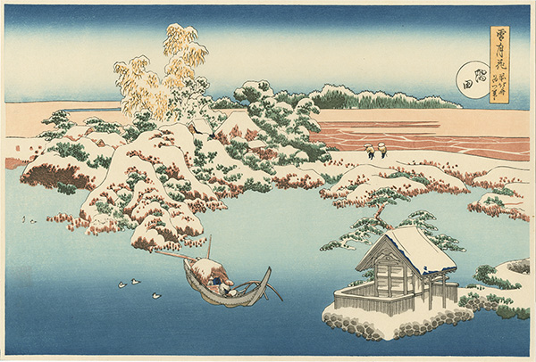 Hokusai “Snow, Moon and Flowers : Snow at Sumida【Reproduction】”／