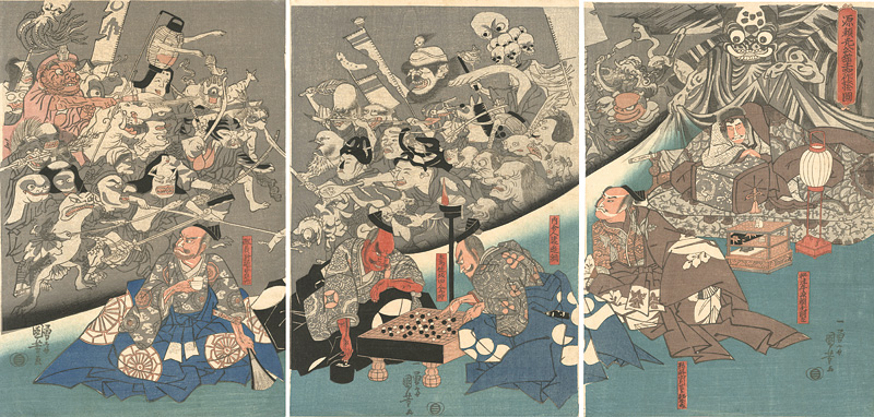 Kuniyoshi “Minamoto Yorimitsu ko yakata Tsuchigumo saku Yokai no zu”／