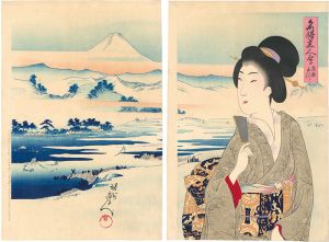 Chikanobu/Beauties in the Scenic Places / Bushu, Tamagawa[名勝美人会　武州 玉川]