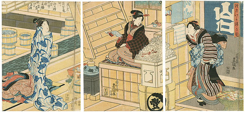 Toyokuni III “The First Bathing in the New Year, January”／