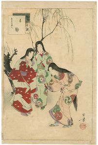 Toshikata/The Thirty-six Elegant Selections / Playing with a Ball : Women of the Keicho Era[三十六佳撰　手鞠 慶長頃婦人]