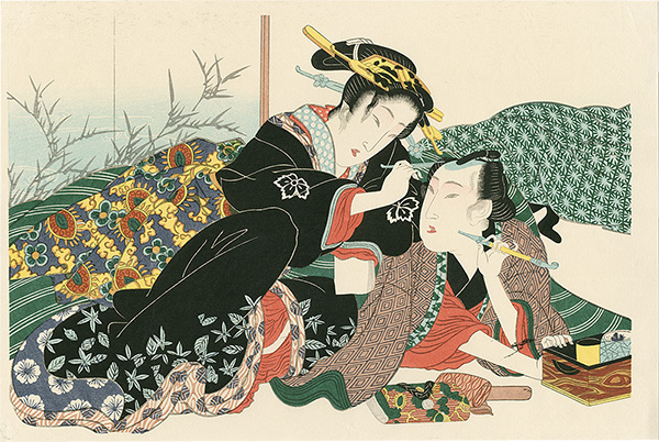 Eisen “Woman Smoothing the Man's Hair【Reproduction】”／