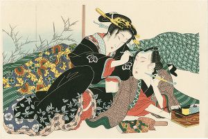 Eisen/Woman Smoothing the Man's Hair【Reproduction】[あぶな絵　なでつけ髪【復刻版】]