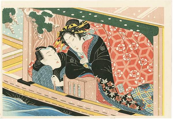 Eisen “Young Couple in a Boat【Reproduction】”／