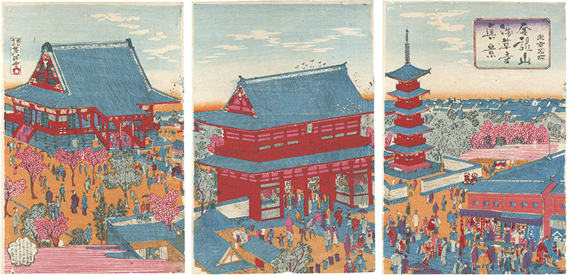 Nobukazu “Famous Place in Tokyo / True Veiw of the Senso-ji Temple, Asakusa ”／