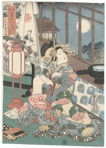 Toyokuni III/Scenes in Moonlight / Moon of the Lattice Window[見立月つくし　れんじの月]