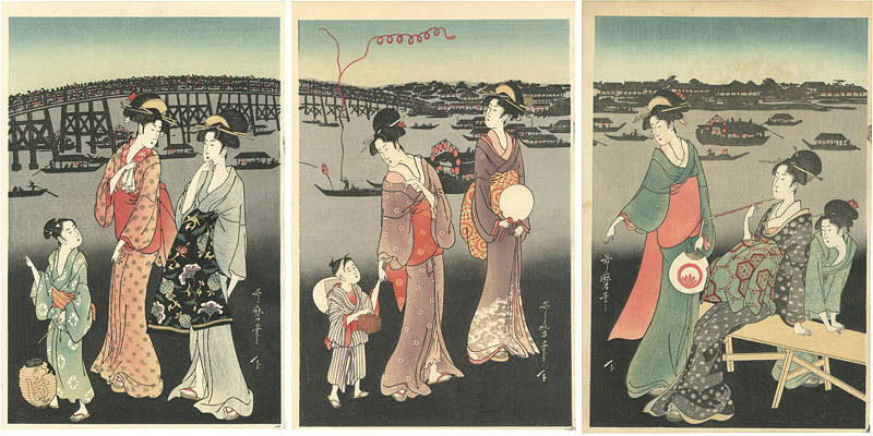 Utamaro “Fireworks at Ryogoku【Reproduction】”／