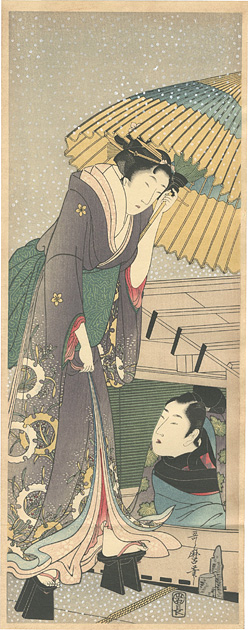 Utamaro “A Houseboat in Snow【Reproduction】”／