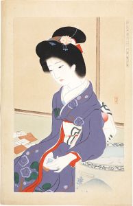 池田輝方｢新浮世絵美人合　一月　賀留多｣