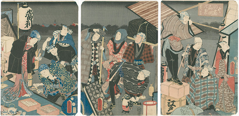 Toyokuni III “A Post Town in Winter: Cleaning ”／