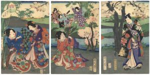 Kunichika/The Modern Styles of Sho-chiku-bai / Gathering Bamboo Shoots in the Garden[今様松竹梅の内　園の子竹狩]